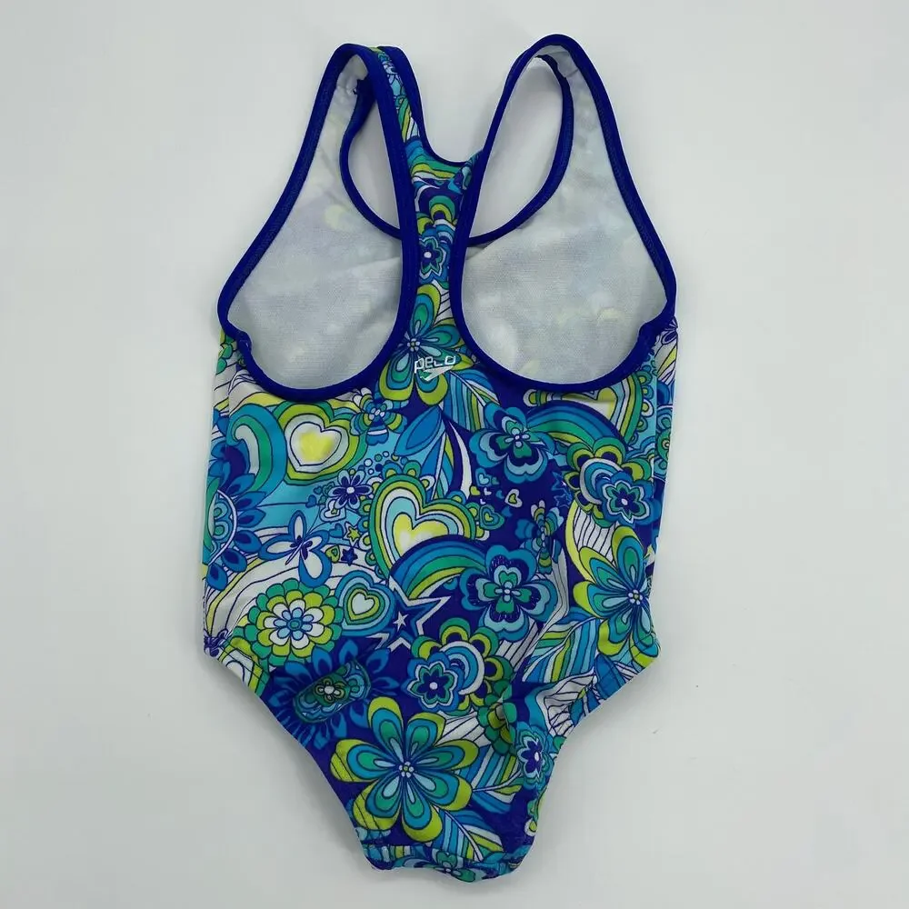 SPEEDO Swimsuit One Piece Floral Print Racerback Bathing Suit Baby 18 Months